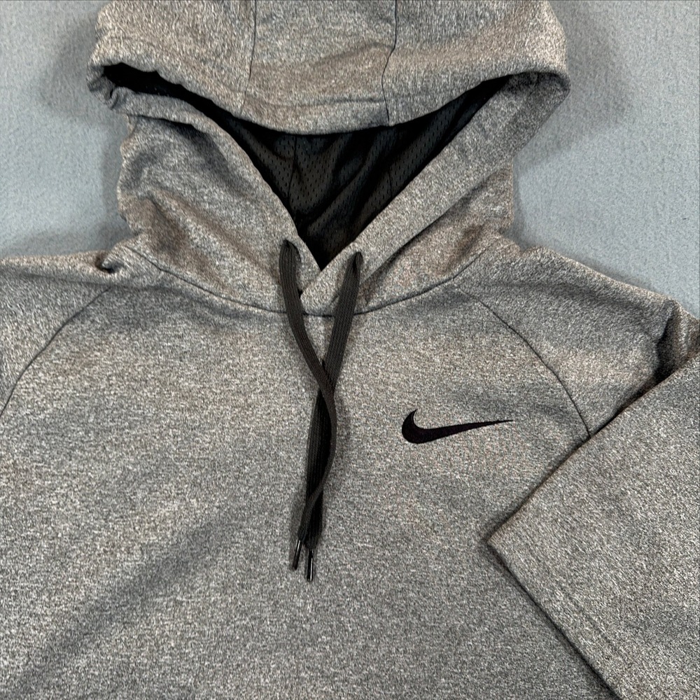 Nike Mens Dri-FIT Short Sleeve Hoodie Grey Heather Pullover Large
